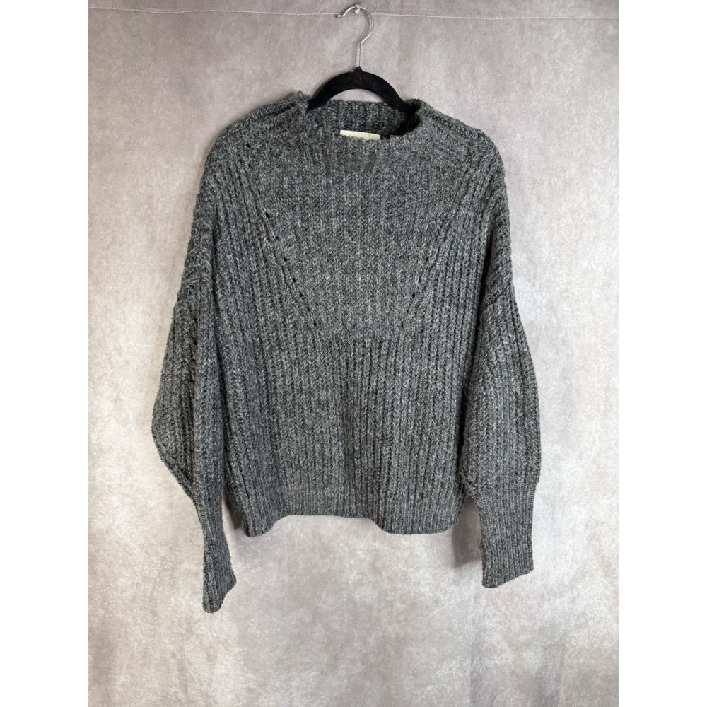 Sleeping In Snow x Anthropologie Mock Neck Knit Dolman Sweater Gray Sz M